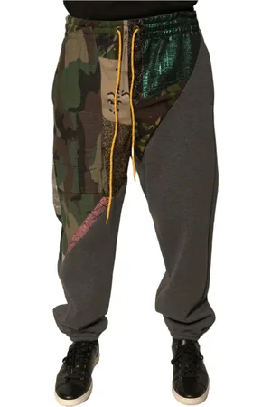 Dolce & Gabbana Spodnie, Mężczyzna, Wielobarwność, M, Nylon, Camouflage Patchwork Jogger Sweatpants