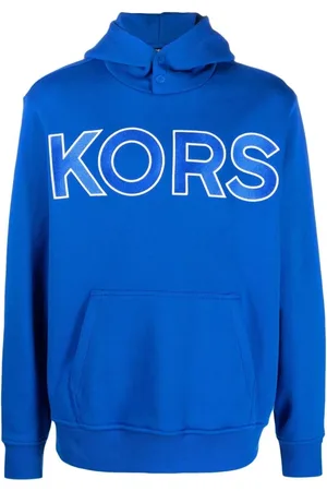 Michael Kors Bluzy, Mężczyzna, Niebieski, L, Bawełna, Oversizowa Bluza z Kapturem