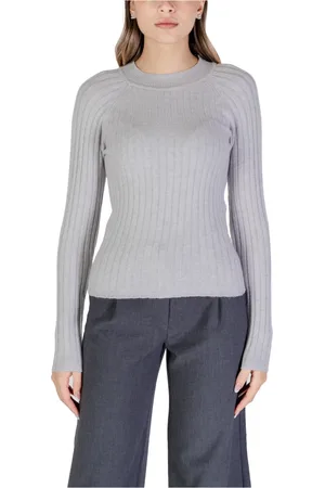 JACQUELINE DE YONG Swetry, Kobieta, Szary, L, Nylon, Szara Sweter z Warkoczami