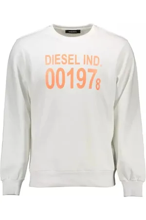 Diesel Bluzy, Mężczyzna, Biały, M, Bawełna, Świeży Biały Drukowany Bawełniany Sweter