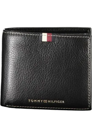 Tommy Hilfiger Akcesoria, Mężczyzna, Czarny, ONE SIZE, Skóra, Czarna Skórzana Portmonetka Męska