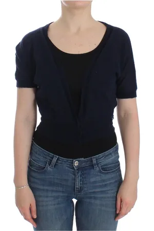 ERMANNO SCERVINO Swetry, Kobieta, Niebieski, L, Kaszmir, Niebieski Sweter z kaszmiru z dekoltem w serek