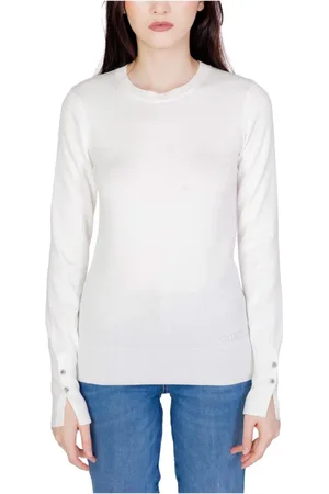 Guess Koszulki, Kobieta, Biały, 2XL, Biała Długi Rękaw Sweter Damski