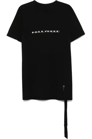 Rick Owens Koszulki, Mężczyzna, Czarny, L, Czarna koszulka z nadrukiem na przodzie