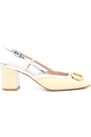 Twin-Set Buty, Kobieta, Żółty, 37 EU, Żółte Sandały Slingback z Plakietką z Logo