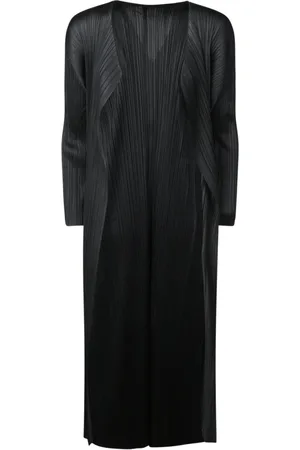 Issey Miyake Płaszcze, Kobieta, Czarny, L, Czarny Sweter Rozpinany Aw 24