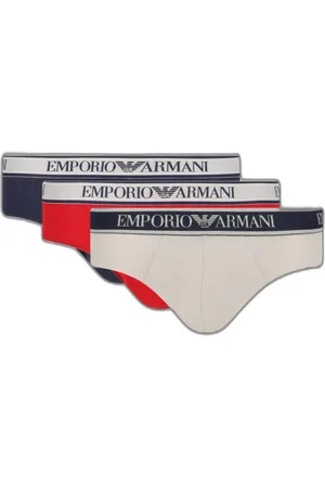 Emporio Armani Bielizna, Mężczyzna, Wielobarwność, S, Czerwone Wydrukowane Bawełniane Slip-On Bielizna