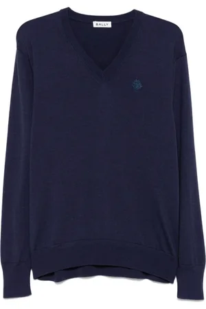 Bally Swetry, Mężczyzna, Niebieski, 3XL, Granatowy Sweter z Dekoltem V
