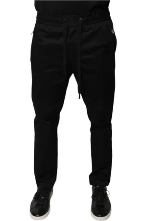 Dolce & Gabbana Spodnie, Mężczyzna, Czarny, M, Czarne Skinny Sweatpants z Zapięciem na Sznurek