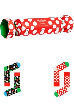 Happy Socks Bielizna, Kobieta, Wielobarwność, S, Nylon, Skarpety Crew Świąteczne 2Pack Czerwone