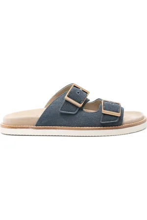 Brunello Cucinelli Buty, Mężczyzna, Niebieski, 44 EU, Zamsz, Kanvasowe i zamszowe klamrowe klomby