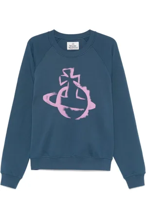 Vivienne Westwood Bluzy, Mężczyzna, Niebieski, S, Indigo Crew Neck Sweater