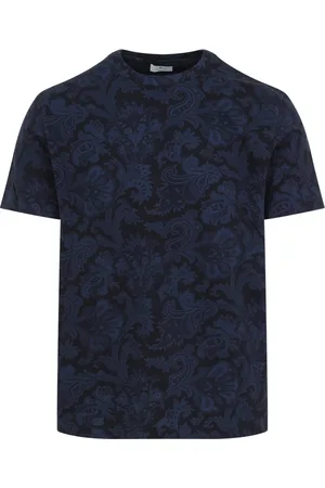 Etro Koszulki, Mężczyzna, Niebieski, M, Len, Niebieski T-shirt dla mężczyzn