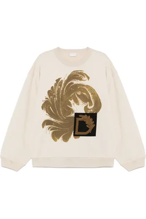 DRIES VAN NOTEN Bluzy, Mężczyzna, Beżowy, S, Beżowy T-shirt z Graficznym Nadrukiem
