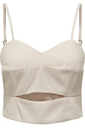 ONLY Koszulki, Kobieta, Beżowy, L, Beżowy Bezrękawnik Luźny Top Cami