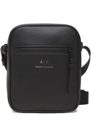Armani Exchange Torebki, Mężczyzna, Czarny, ONE SIZE, Czarna Torba na Ramię z Zapięciem na Zamek