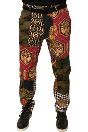 Dolce & Gabbana Spodnie, Mężczyzna, Wielobarwność, XS, Wielokolorowe Spodnie z Patchworkiem i Logo