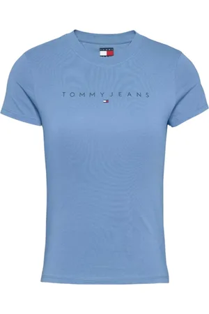 Tommy Hilfiger Koszulki, Kobieta, Niebieski, L, Jasnoniebieski T-shirt z bawełny