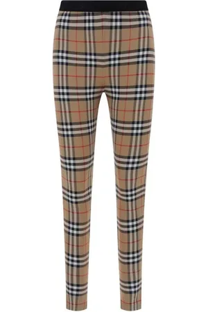 Burberry Spodnie, Kobieta, Beżowy, S, Legginsy Slim Fit w Kratke z Elastycznym Pasem