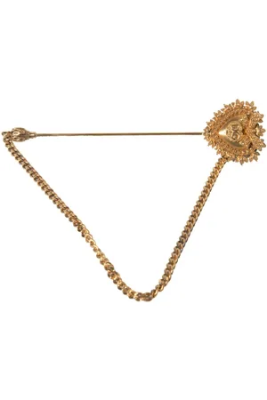 Dolce & Gabbana Akcesoria, Mężczyzna, Żółty, ONE SIZE, Złota Broszka z Sercem