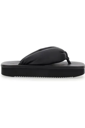 Rick Owens Buty, Kobieta, Czarny, 39 EU, Czarne Skórzane Sandały na Platformie Kobieta