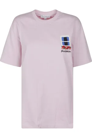 J.W.Anderson Koszulki, Kobieta, Fioletowy, S, Haftowane Okno T-shirt