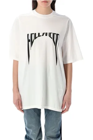 Rick Owens Koszulki, Kobieta, Biały, S, Czarna Koszulka Milk Jumbo Ss 25