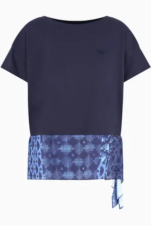 Emporio Armani Koszulki, Kobieta, Niebieski, L, Koszule Bawełniane