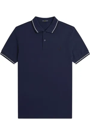 Fred Perry Koszulki, Mężczyzna, Niebieski, M, Niebieska Polo z Podwójnymi Paskami