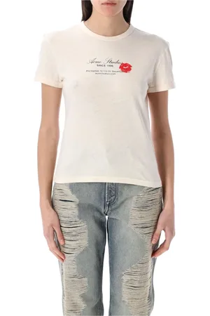 Acne Studios Koszulki, Kobieta, Szary, L, Vintage Logo T-shirt Szary Perłowy