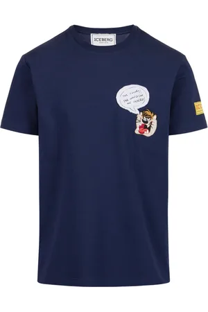 Iceberg Koszulki, Mężczyzna, Niebieski, S, Niebieski klasyczny T-shirt z bawełnianej dzianiny o regularnym kroju