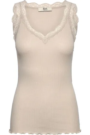 Rosemunde Koszulki, Kobieta, Beżowy, XL, Cacao Koronkowy Top