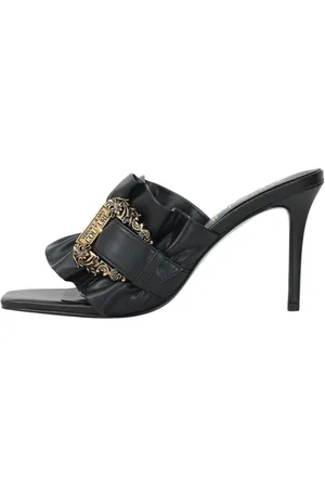 VERSACE Buty, Kobieta, Czarny, 37 EU, Czarne sandały z barokową sprzączką