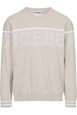 Iceberg Swetry, Mężczyzna, Beżowy, 2XL, Lod�wka w kolorze crewneck z bawełny Mak� z dwukolorową pracą dżersejową