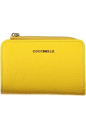 Coccinelle Akcesoria, Kobieta, Żółty, ONE SIZE, Metallic Soft Wallet z wieloma przegródkami