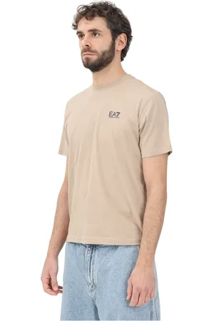 EA7 Koszulki, Mężczyzna, Beżowy, L, Beżowy T-shirt z krótkim rękawem dla mężczyzn