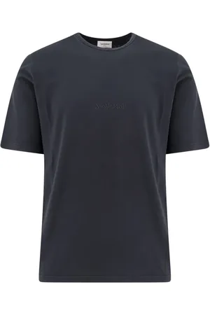 Saint Laurent Koszulki, Mężczyzna, Czarny, L, Haftowany bawełniany T-shirt z logo