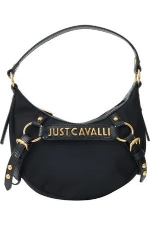 Roberto Cavalli Torebki, Kobieta, Czarny, ONE SIZE, Poliester, Czarna torba na ramię z nadrukiem węża