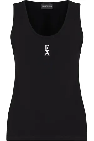 Emporio Armani Koszulki, Kobieta, Czarny, L, Czarny Top dla Stylowego Wyglądu