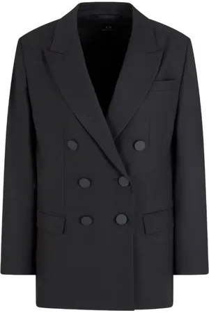 Armani Exchange Kurtki, Kobieta, Czarny, M, Marynarka z podwójnym rzędem guzików z tkaniny twill
