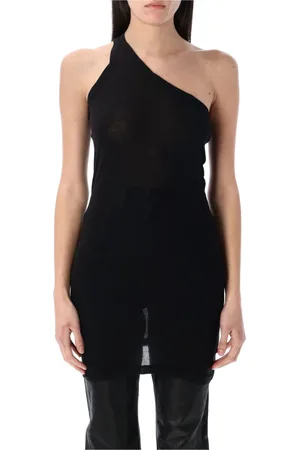 Rick Owens Koszulki, Kobieta, Czarny, M, One Shoulder Tank Czarny Topwear