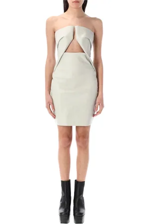 Rick Owens Sukienki, Kobieta, Beżowy, S, Geometria Mini Sukienka z Wycięciami