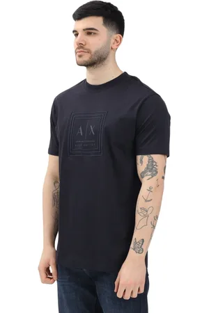 Armani Exchange Koszulki, Mężczyzna, Niebieski, 2XL, Niebieski T-shirt z Logo i Krótkim Rękawem