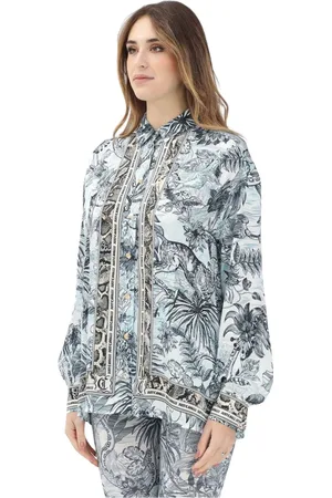 Roberto Cavalli Bluzki, Kobieta, Wielobarwność, L, Tropiczna koszula z długim rękawem
