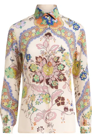 Etro Bluzki, Kobieta, Wielobarwność, S, Kwiatowy Paisley Jedwabny Shirt Wielobarwny