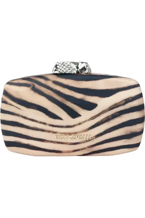 Roberto Cavalli Torebki, Kobieta, brązowy, ONE SIZE, Poliester, Beżowa Kopertówka z Paskiem