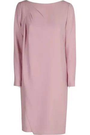 Emporio Armani Sukienki, Kobieta, Różowy, L, Różowa Sukienka z Okrągłym Dekoltem