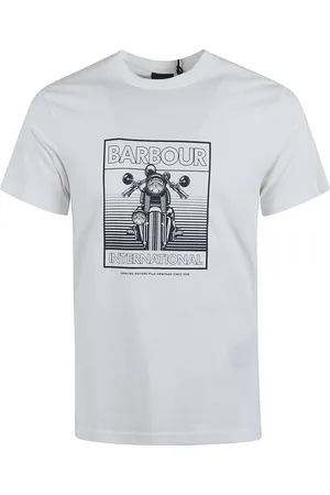Barbour Koszulki, Mężczyzna, Biały, M, Graficzny Bawełniany T-shirt Biały Krótki Rękaw