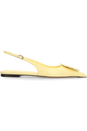 Jacquemus Buty, Kobieta, Żółty, 39 EU, Skórzane Slingback Obcasy Spiczasty Nosek Sprzączka
