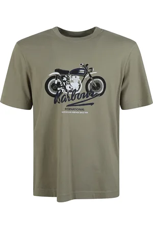 Barbour Koszulki, Mężczyzna, Zielony, XL, Bawełna, Graficzny Oliwkowy T-shirt z bawełny